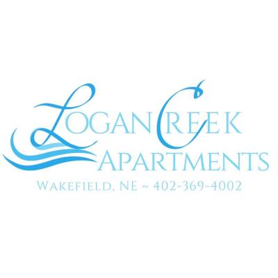 Logan Creek apartments logo with blue cursive letters