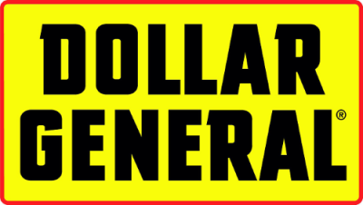 Yellow background with bold black letters saying Dollar general
